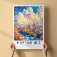 Harrisburg Poster - Pennsylvania Travel Art - Dramatic Clouds Cityscape Home Decor