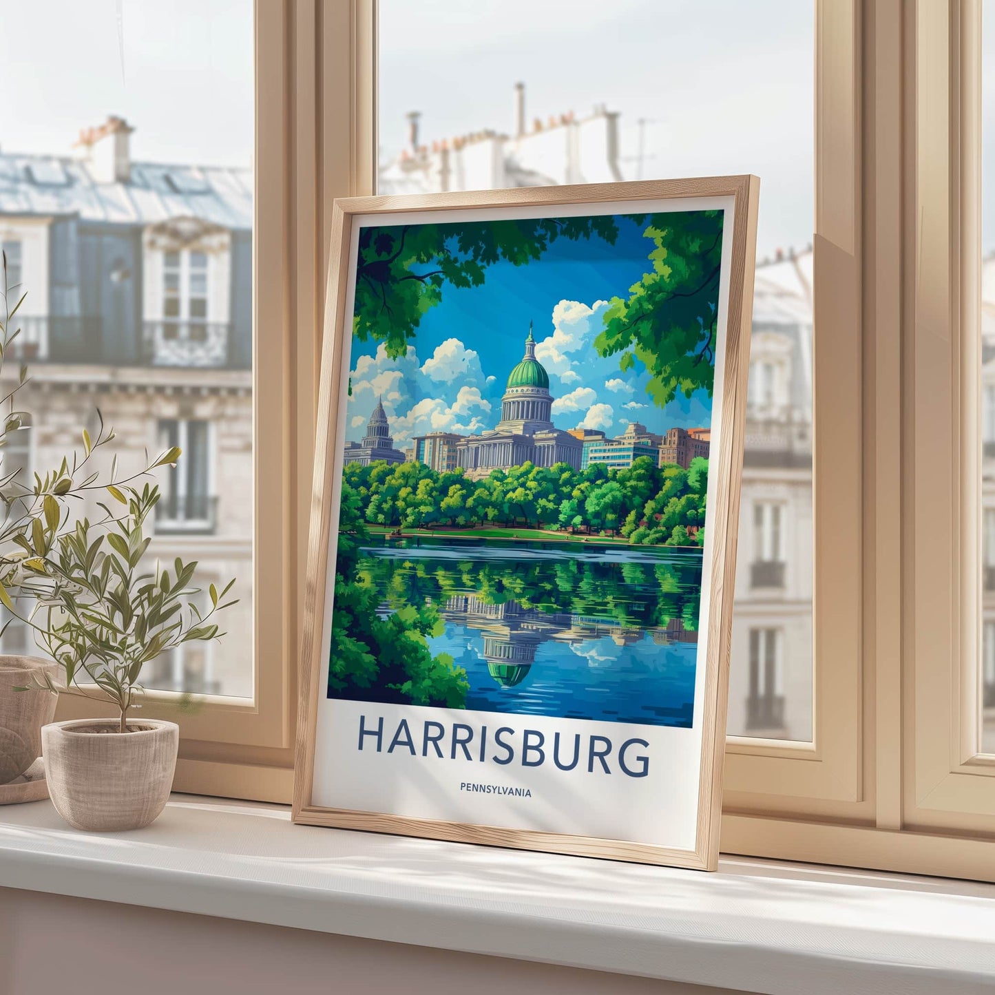 Harrisburg Poster - Pennsylvania Wall Art - Capitol Lake View Home Decor
