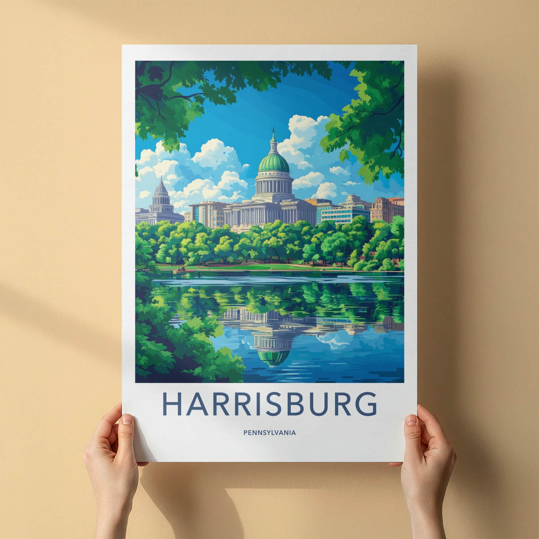 Harrisburg Poster - Pennsylvania Wall Art - Capitol Lake View Home Decor