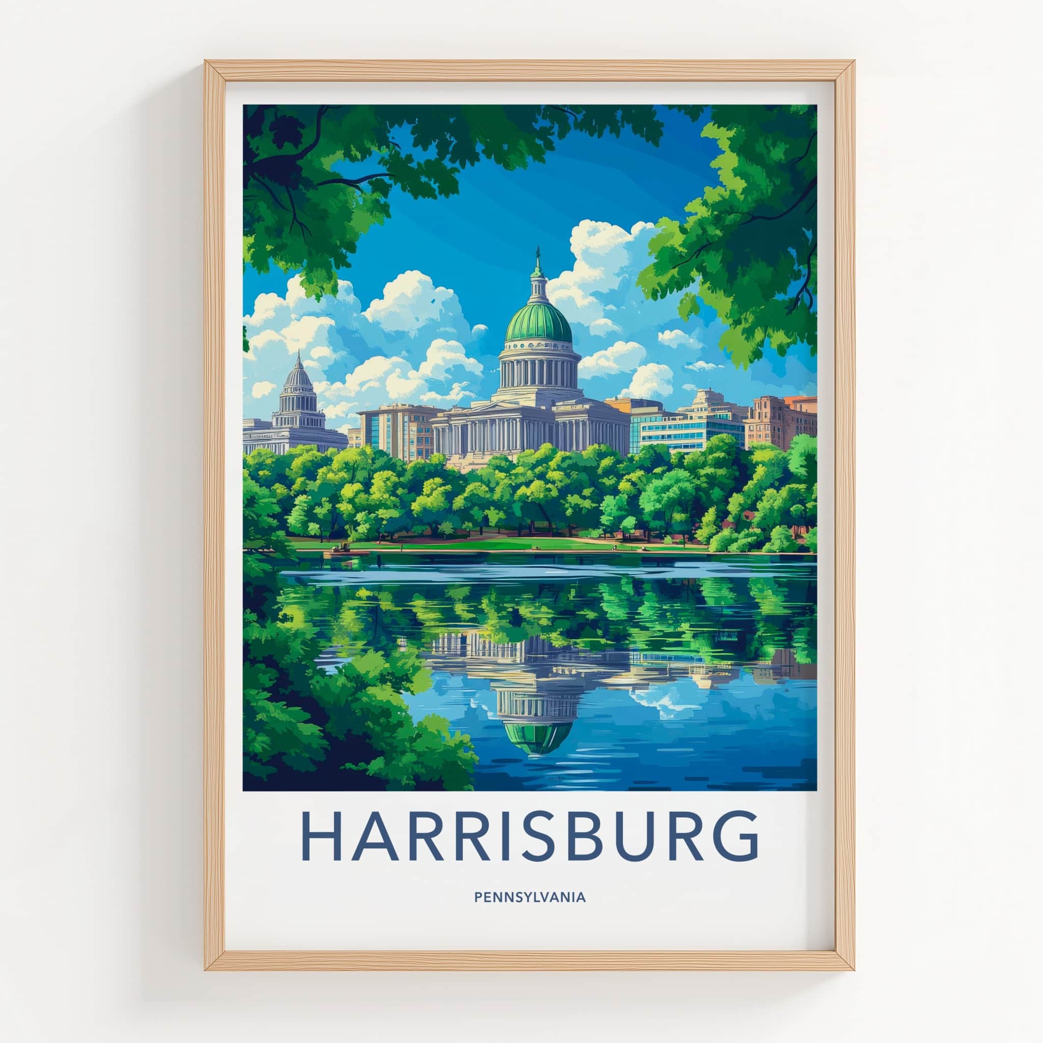 Harrisburg Poster - Pennsylvania Wall Art - Capitol Lake View Home Decor