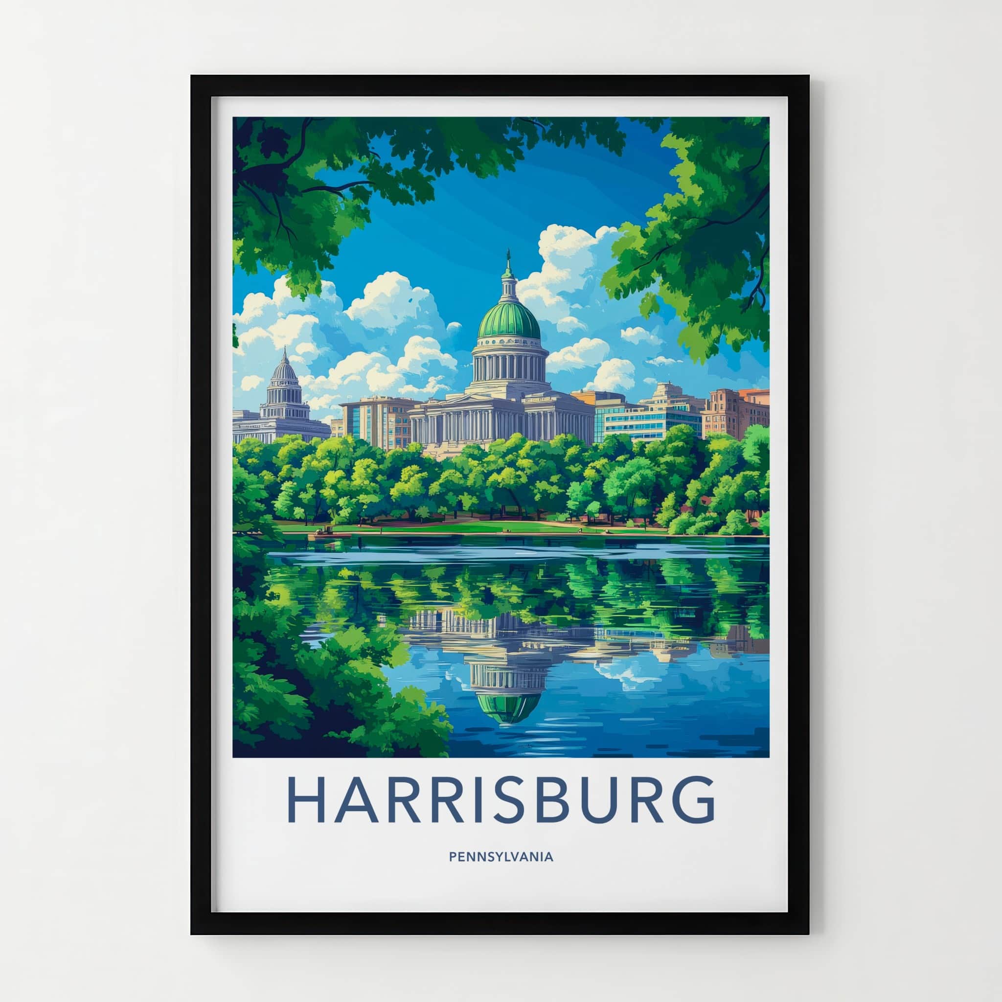 Harrisburg Poster - Pennsylvania Wall Art - Capitol Lake View Home Decor