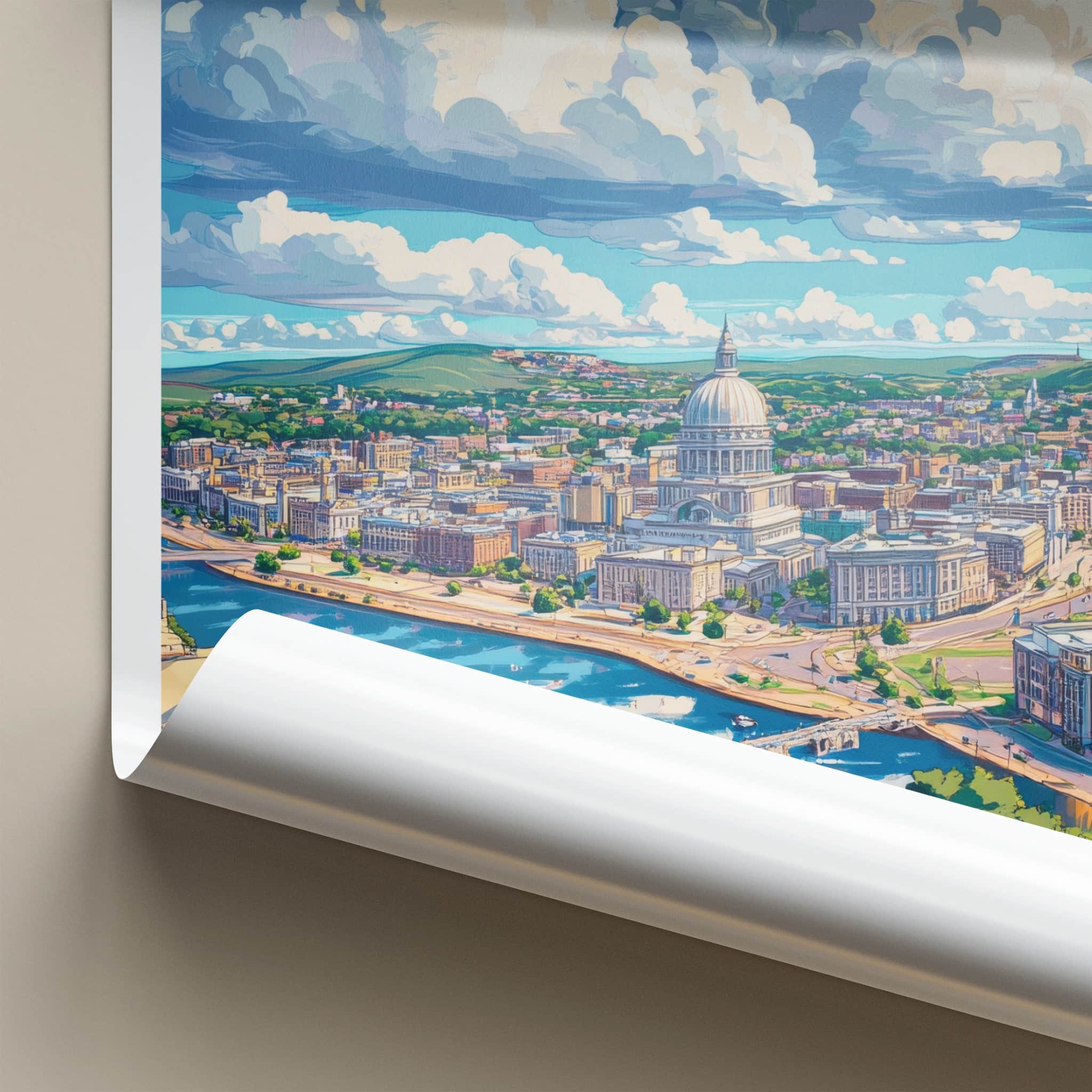 Harrisburg Poster - Pennsylvania Wall Art - Capitol river cityscape Home Decor