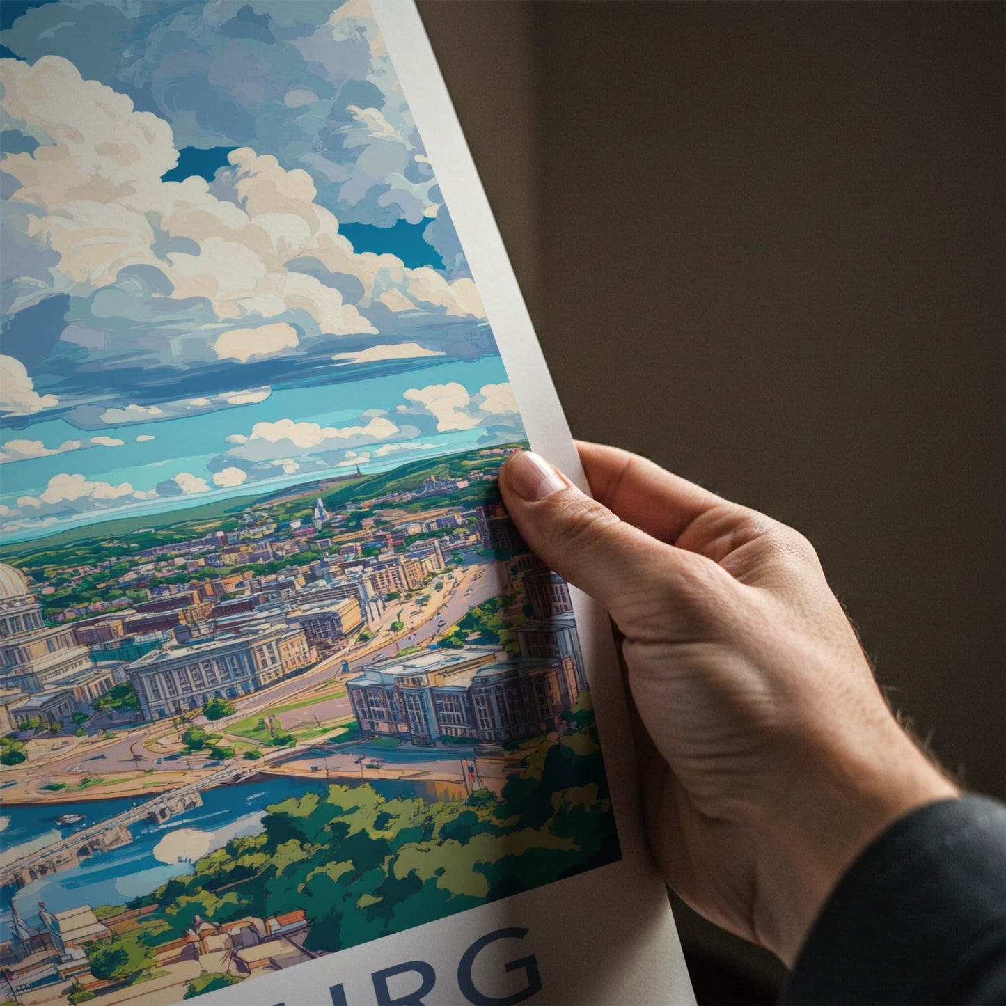 Harrisburg Poster - Pennsylvania Wall Art - Capitol river cityscape Home Decor