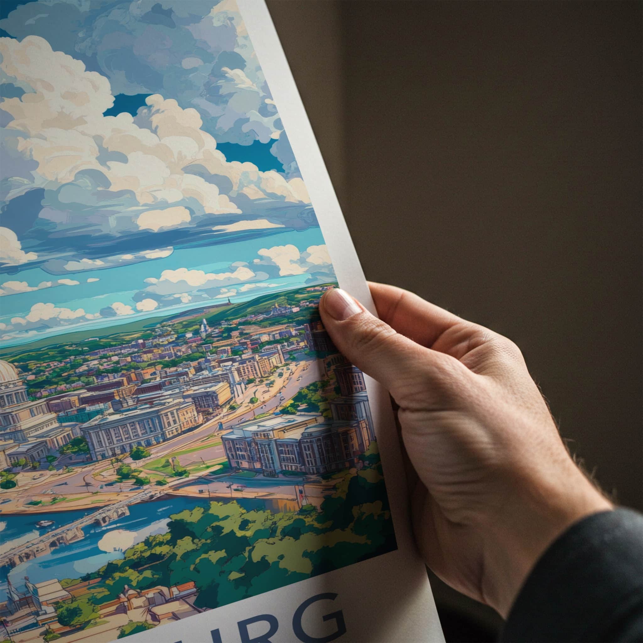 Harrisburg Poster - Pennsylvania Wall Art - Capitol river cityscape Home Decor