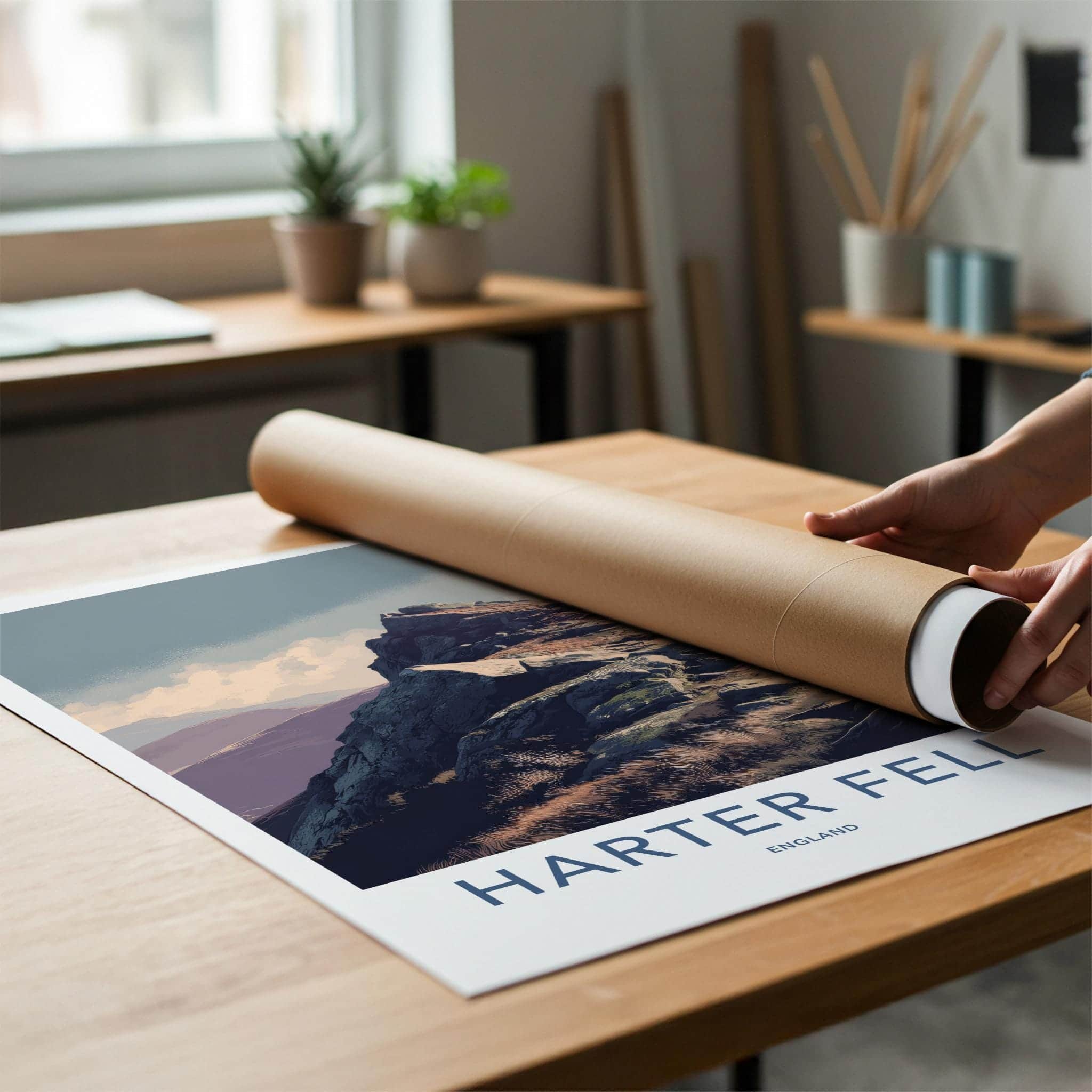 Harter Fell Poster - England Travel Art - Rocky Mountain Peak Wall Decor