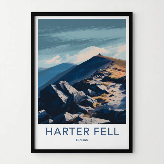Harter Fell Poster - England Travel Art - Summit Beacon Path Home Decor