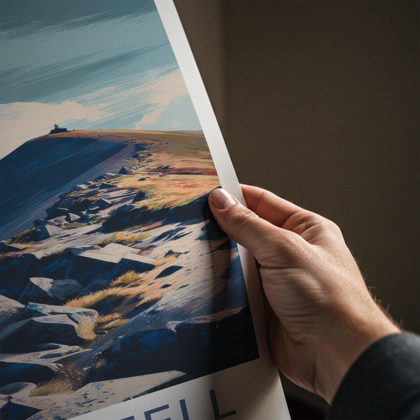 Harter Fell Poster - England Travel Art - Summit Beacon Path Home Decor