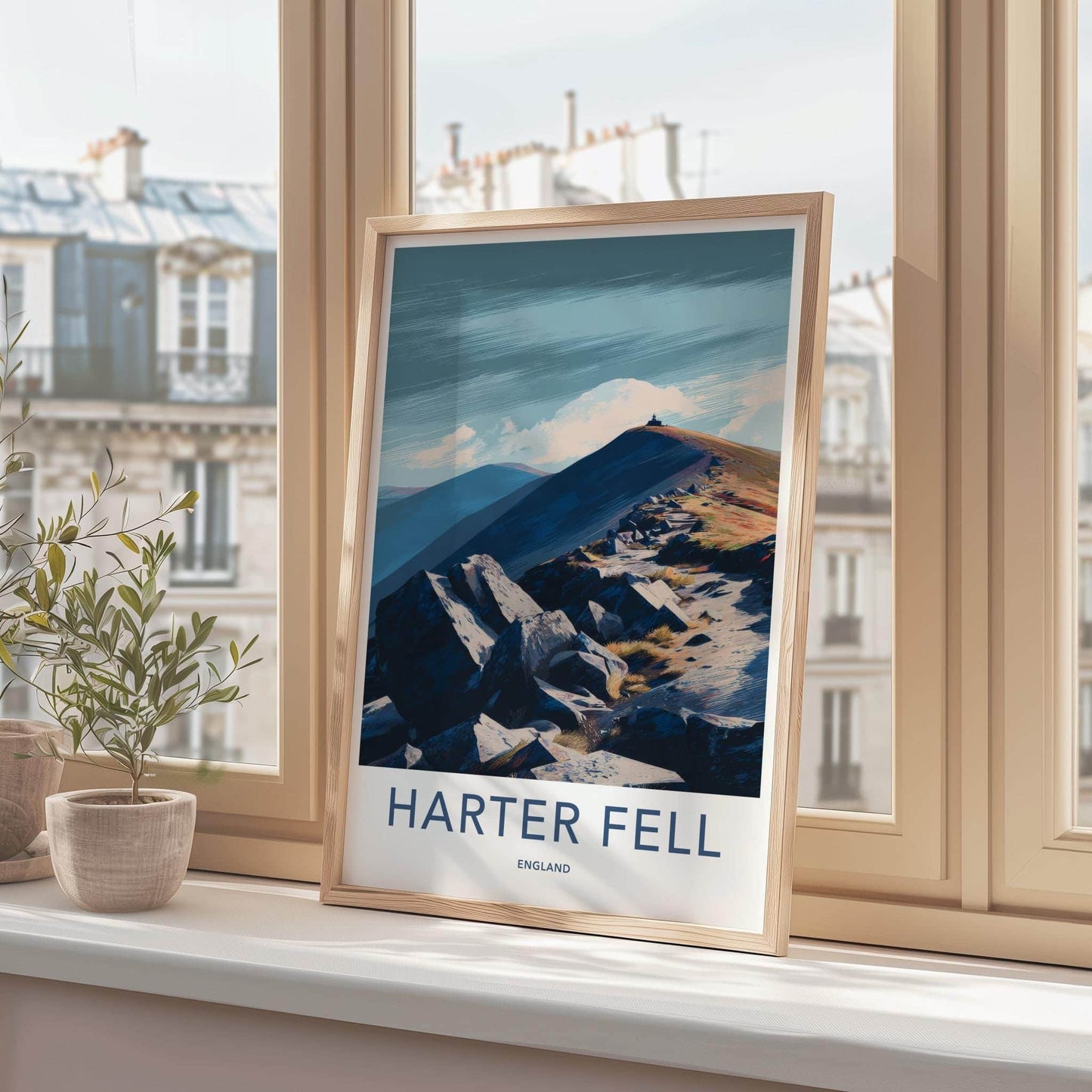 Harter Fell Poster - England Travel Art - Summit Beacon Path Home Decor