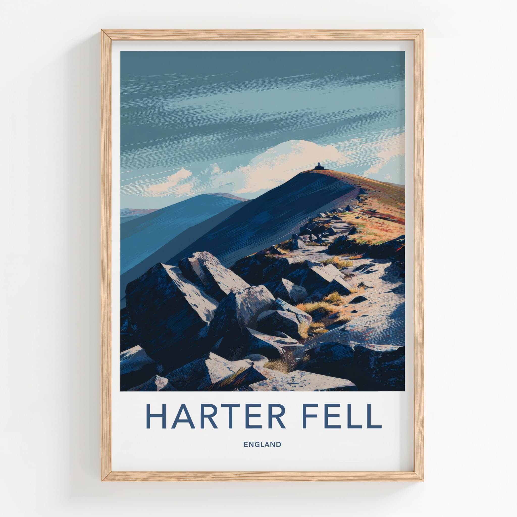 Harter Fell Poster - England Travel Art - Summit Beacon Path Home Decor