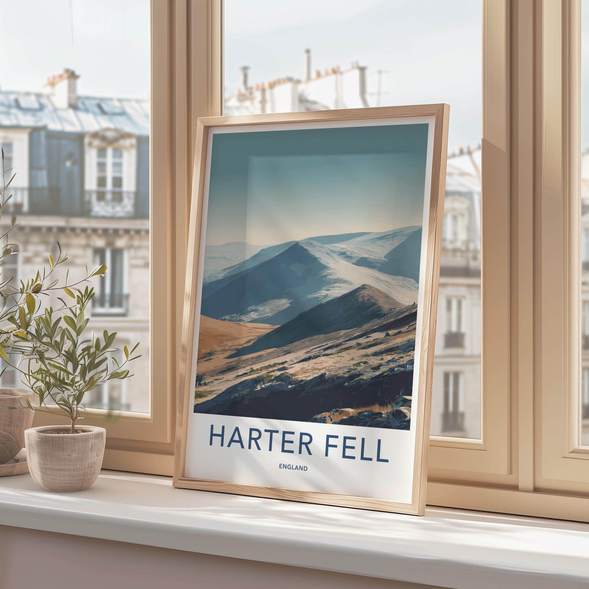 Harter Fell Poster - England Travel Art - Winter Mountain Landscape Home Decor