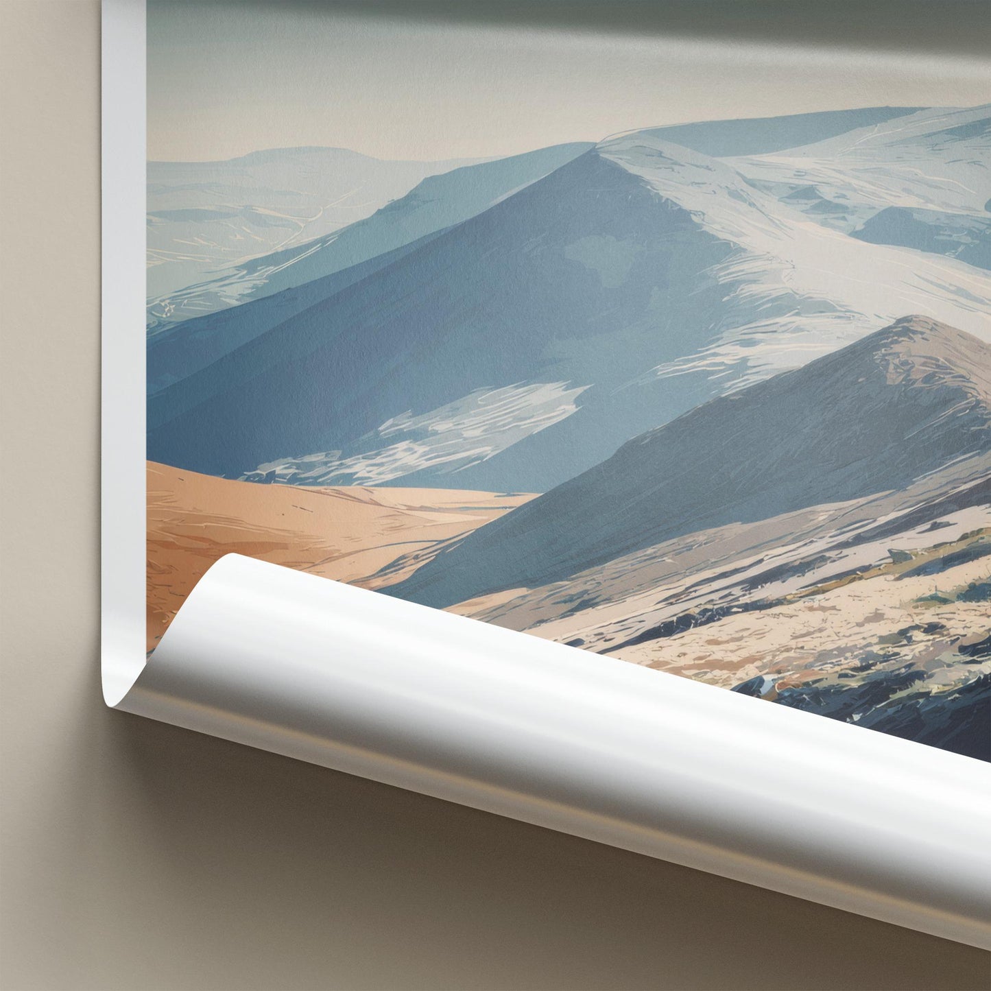 Harter Fell Poster - England Travel Art - Winter Mountain Landscape Home Decor