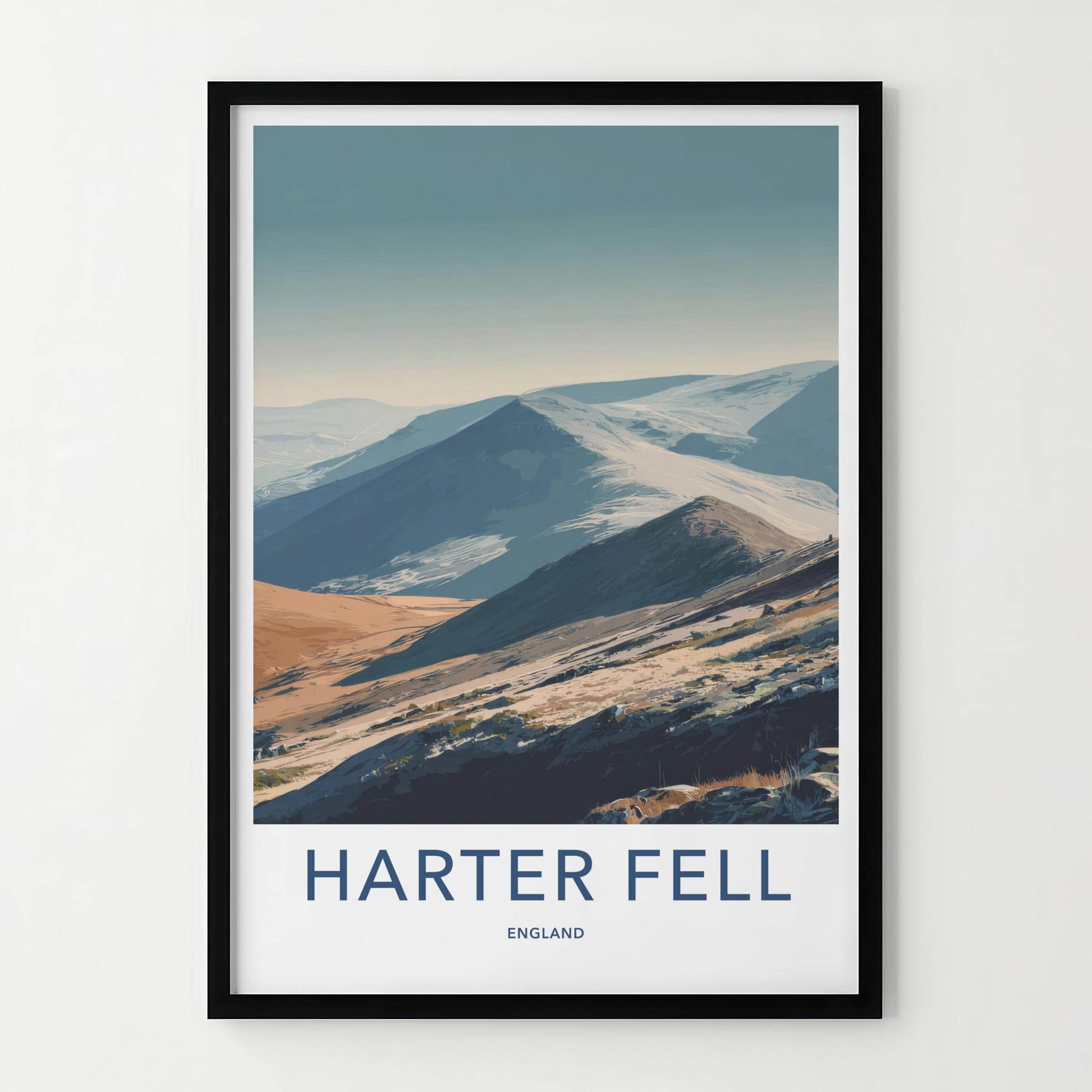 Harter Fell Poster - England Travel Art - Winter Mountain Landscape Home Decor