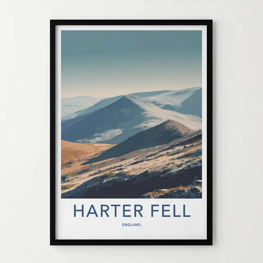 Harter Fell Poster - England Travel Art - Winter Mountain Landscape Home Decor