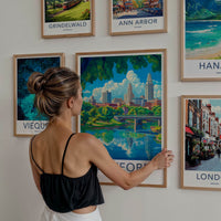 Hartford Poster - Connecticut Travel Art - Riverfront City Skyline Home Decor