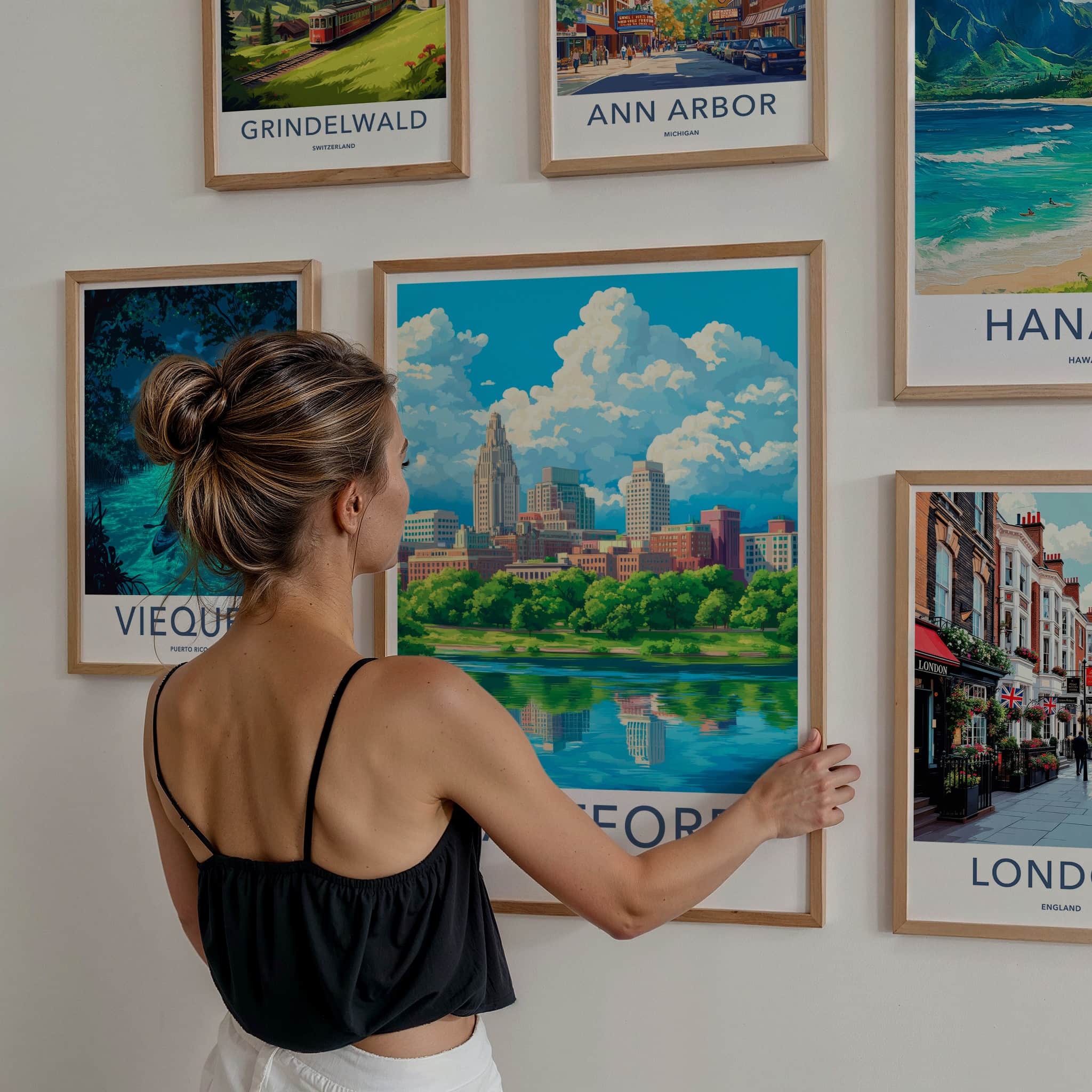 Hartford Poster - Connecticut Travel Art - Riverfront City View Home Decor