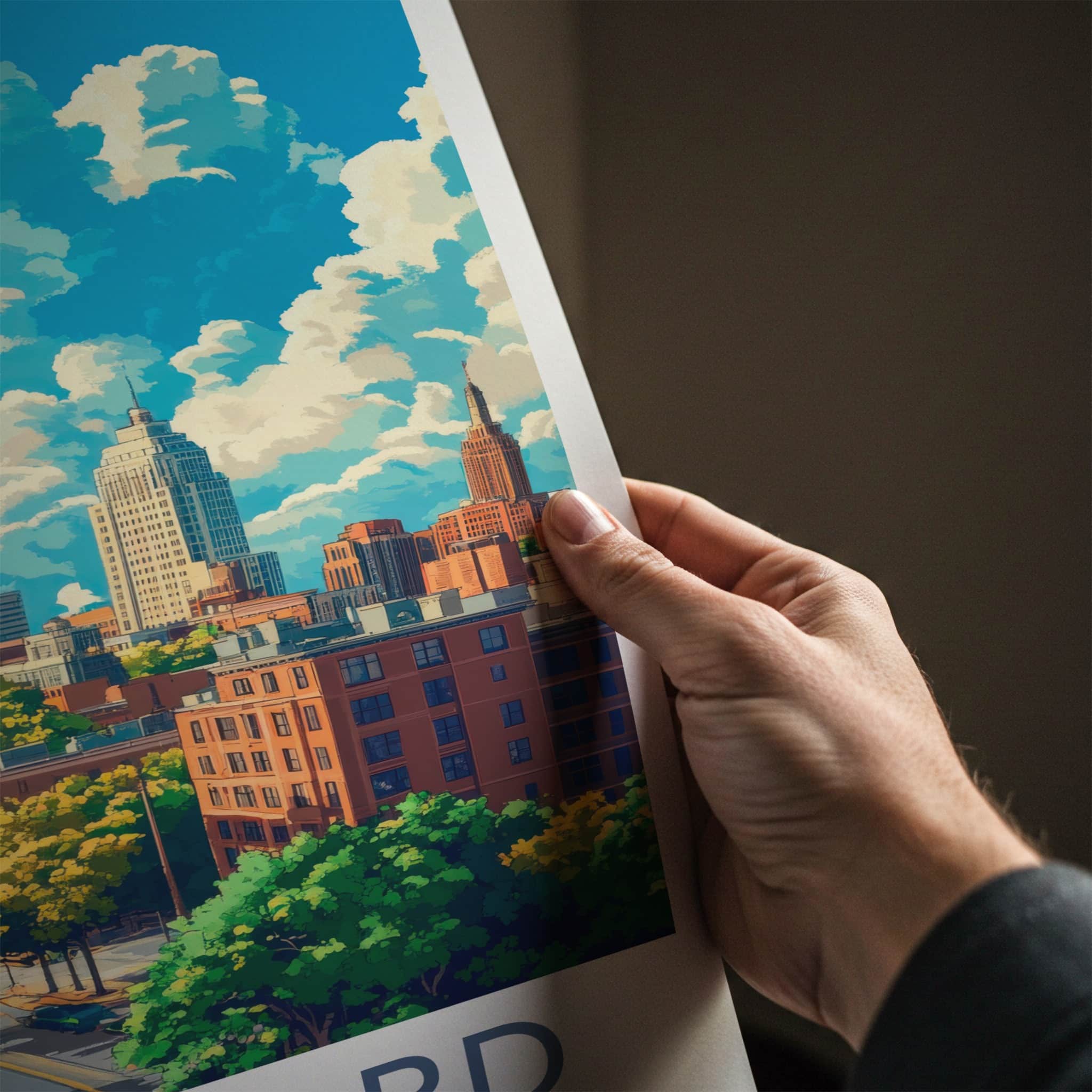 Hartford Poster - Connecticut Wall Art - Cloudy Urban Vista Home Decor
