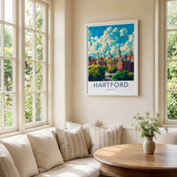 Hartford Poster - Connecticut Wall Art - Cloudy Urban Vista Home Decor