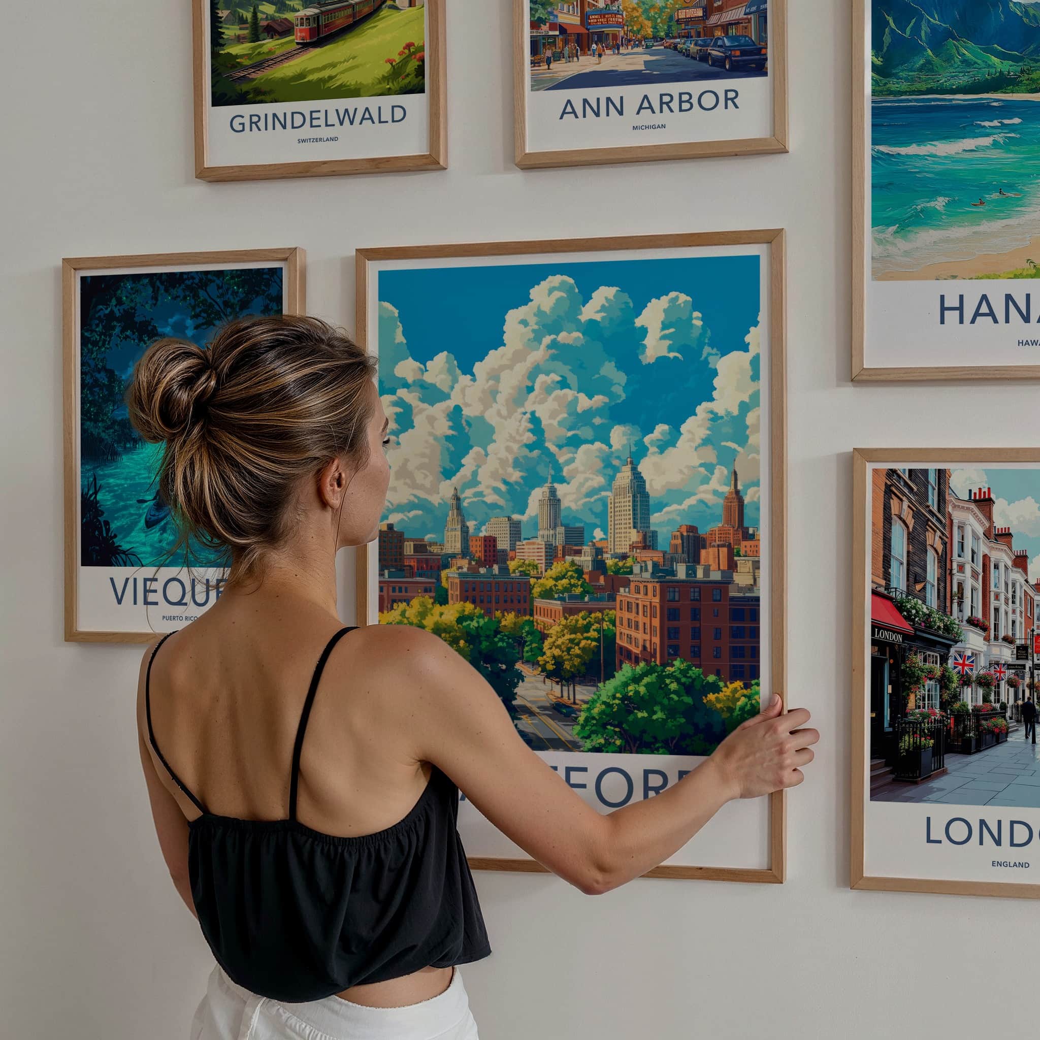 Hartford Poster - Connecticut Wall Art - Cloudy Urban Vista Home Decor
