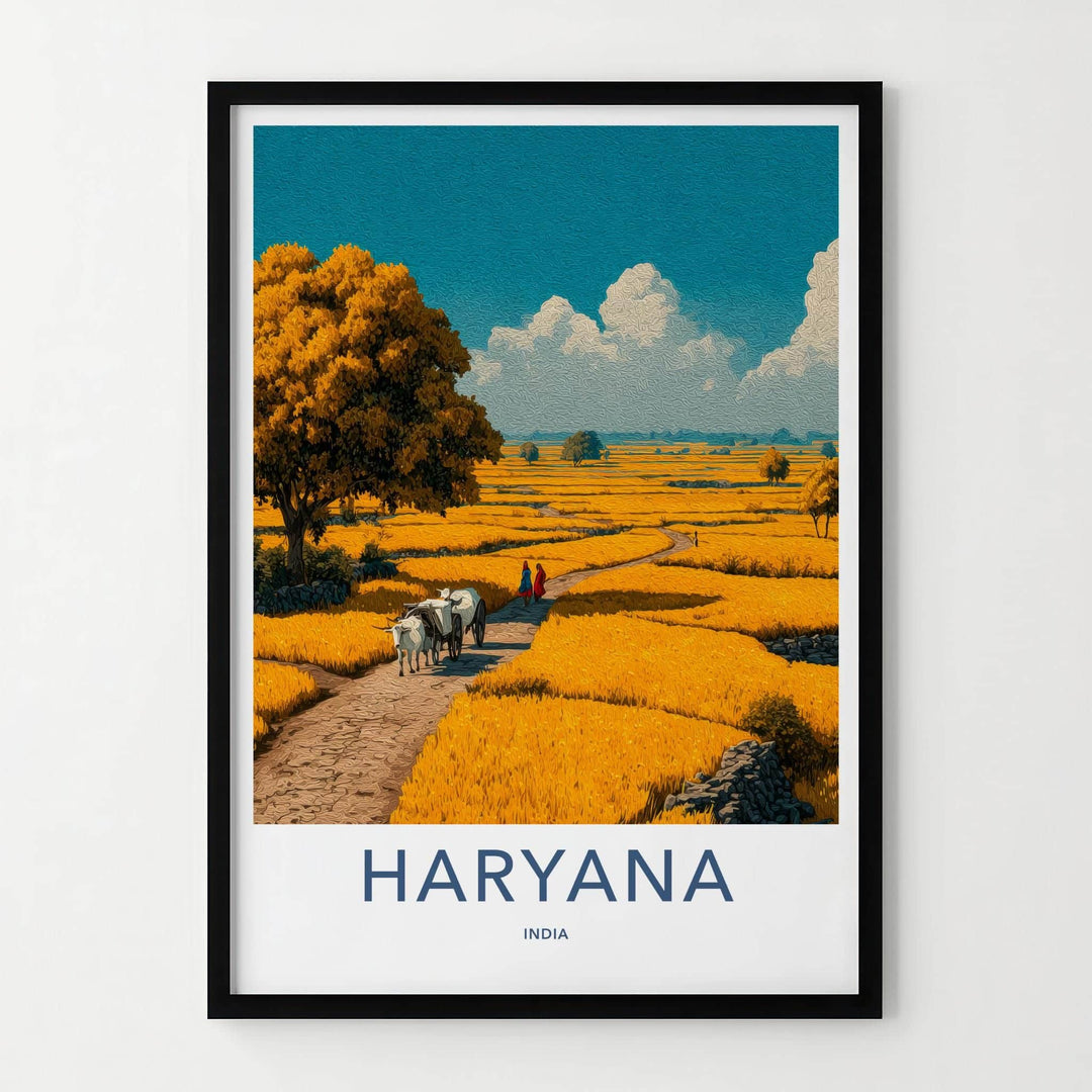 Haryana Poster - India Travel Art - Haryana Golden Field Scene Home Decor