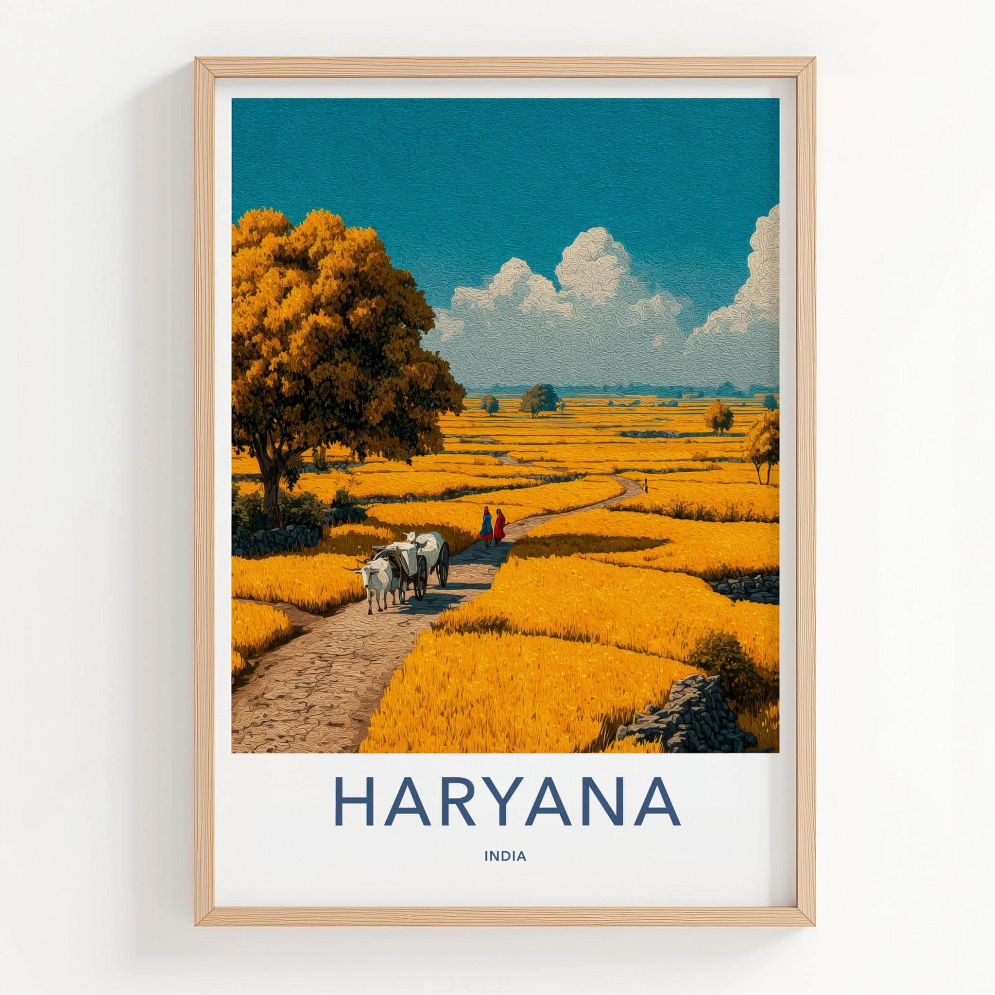 Haryana Poster - India Travel Art - Haryana Golden Field Scene Home Decor
