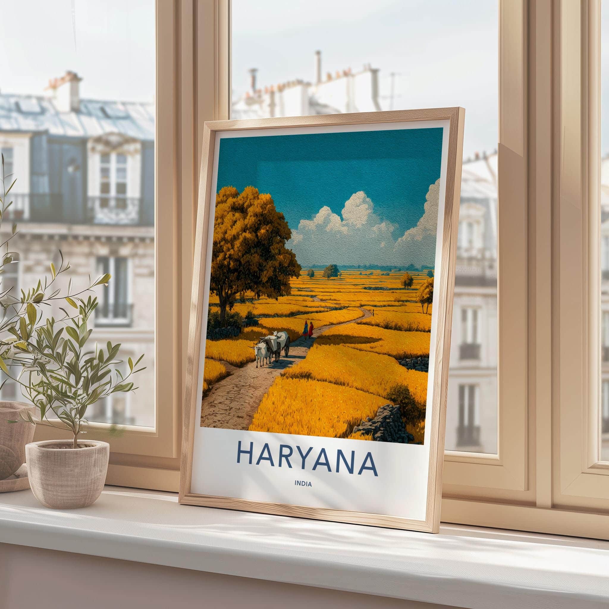 Haryana Poster - India Travel Art - Haryana Golden Field Scene Home Decor
