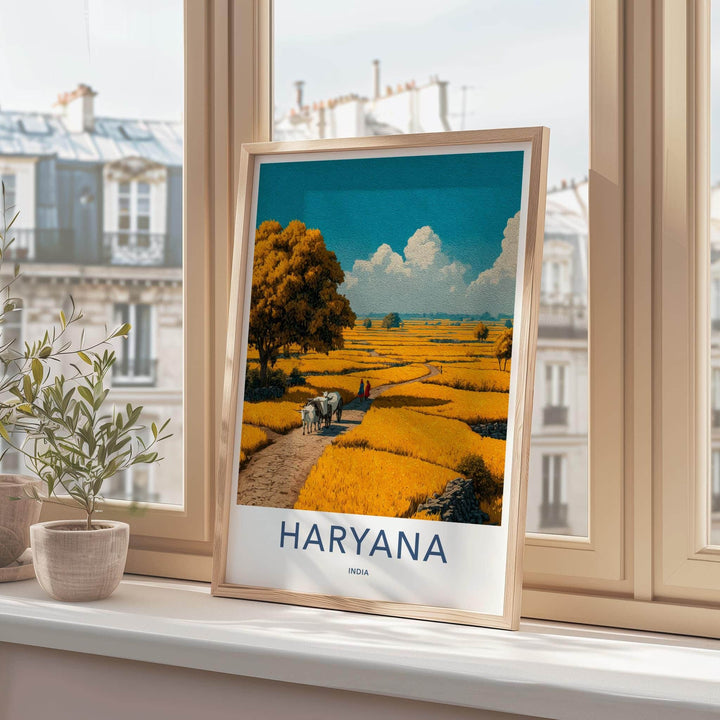 Haryana Poster - India Travel Art - Haryana Golden Field Scene Home Decor