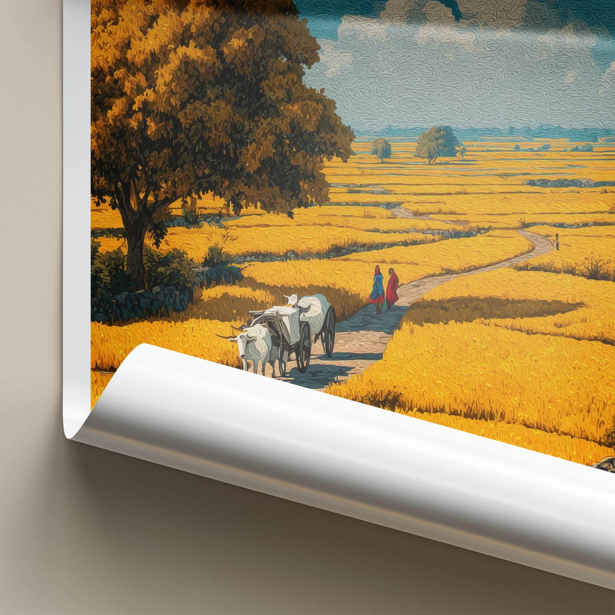 Haryana Poster - India Travel Art - Haryana Golden Field Scene Home Decor