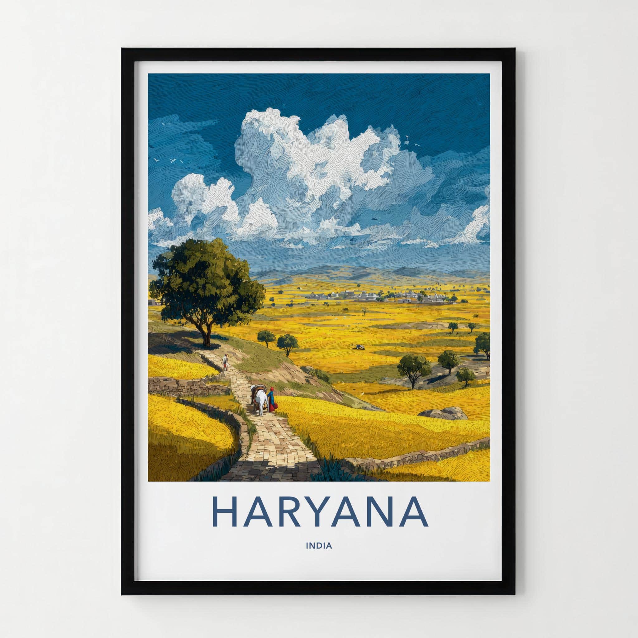 Haryana Poster - India Travel Art - Haryana Golden Fields Path Home Decor