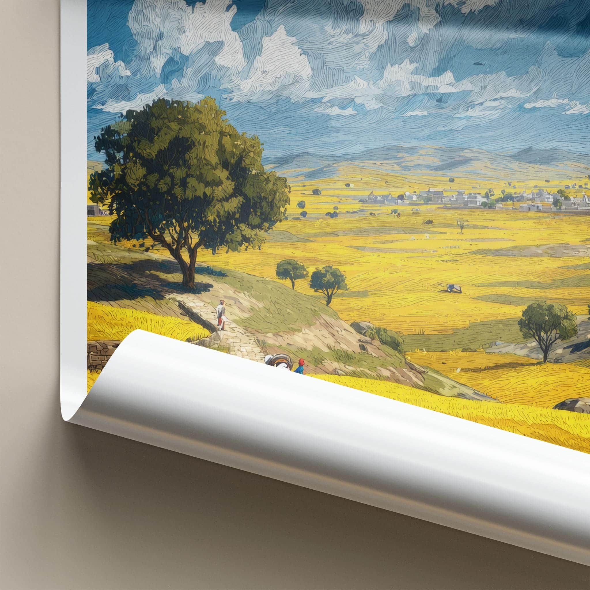 Haryana Poster - India Travel Art - Haryana Golden Fields Path Home Decor