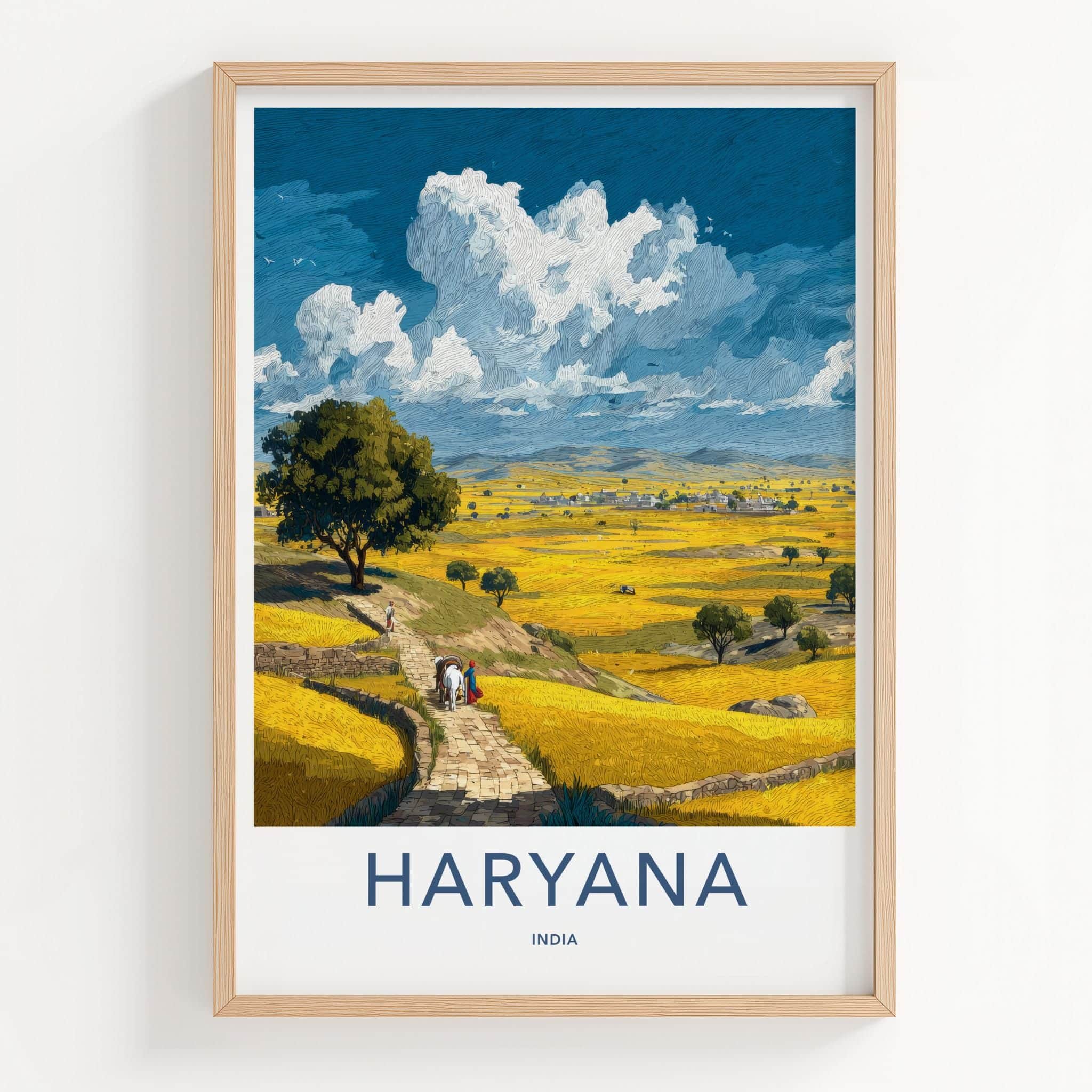 Haryana Poster - India Travel Art - Haryana Golden Fields Path Home Decor