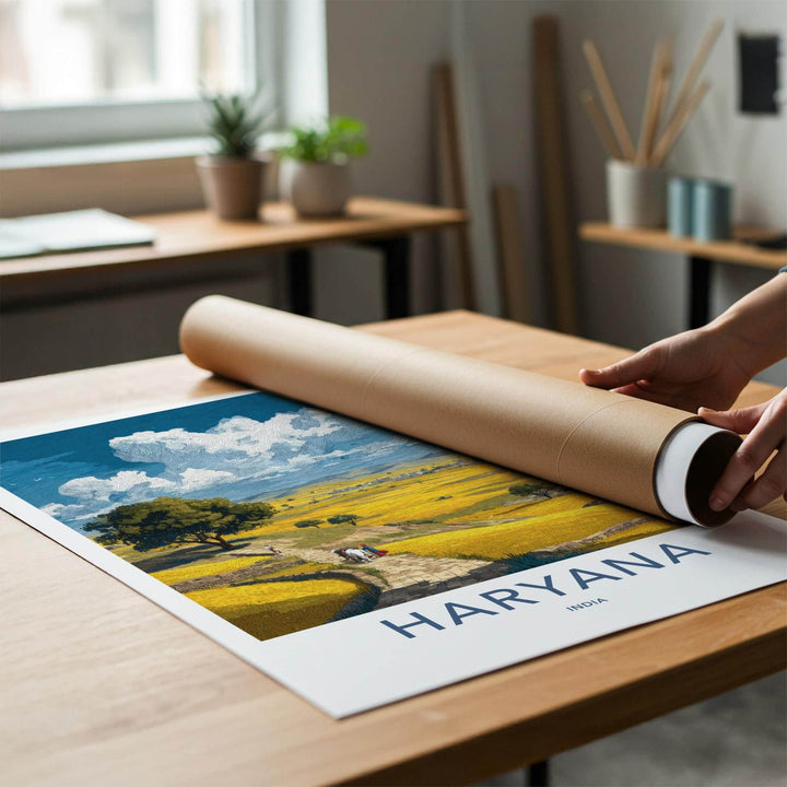 Haryana Poster - India Travel Art - Haryana Golden Fields Path Home Decor