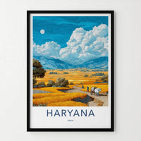 Haryana Poster - India Travel Art - Haryana Moonlit Fields Home Decor