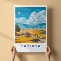 Haryana Poster - India Travel Art - Haryana Moonlit Fields Home Decor