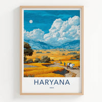 Haryana Poster - India Travel Art - Haryana Moonlit Fields Home Decor