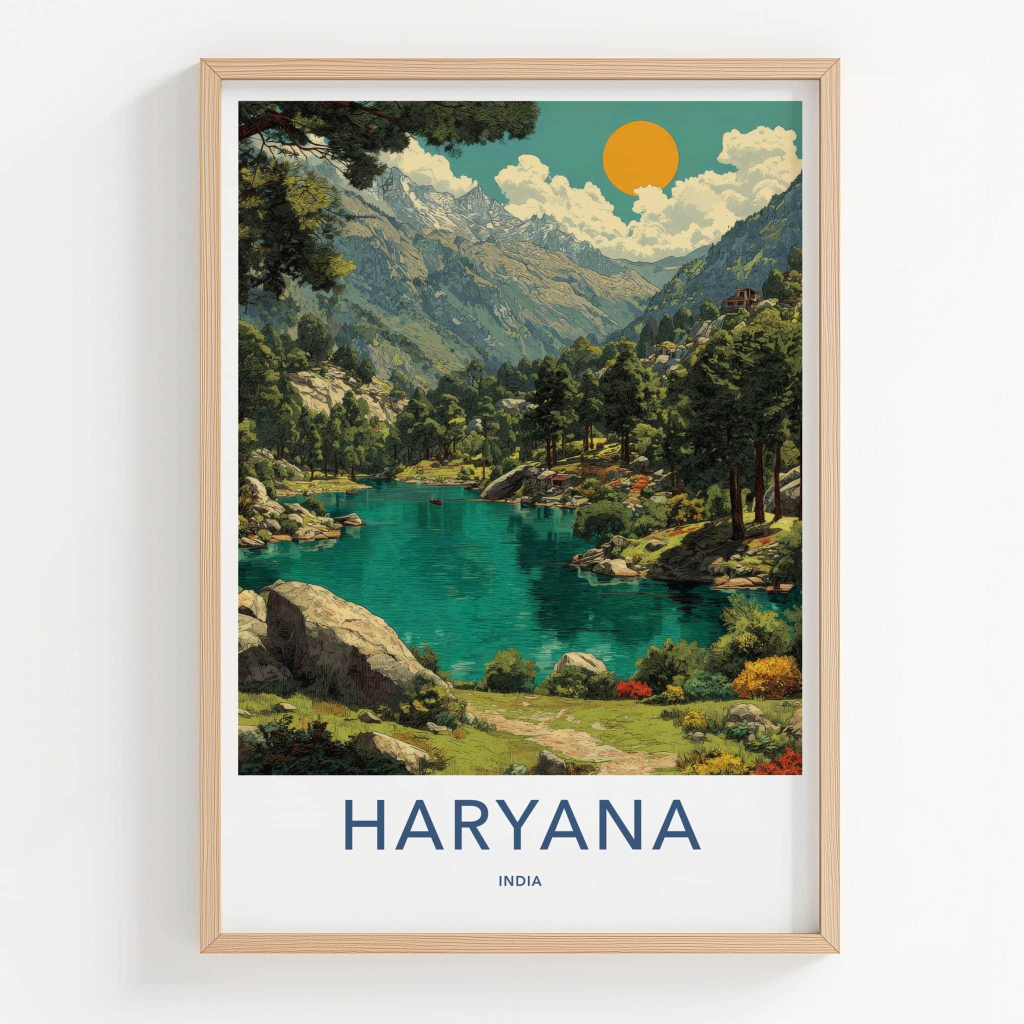 Haryana Poster - India Travel Art - Haryana Vibrant Lake Scenery Home Decor