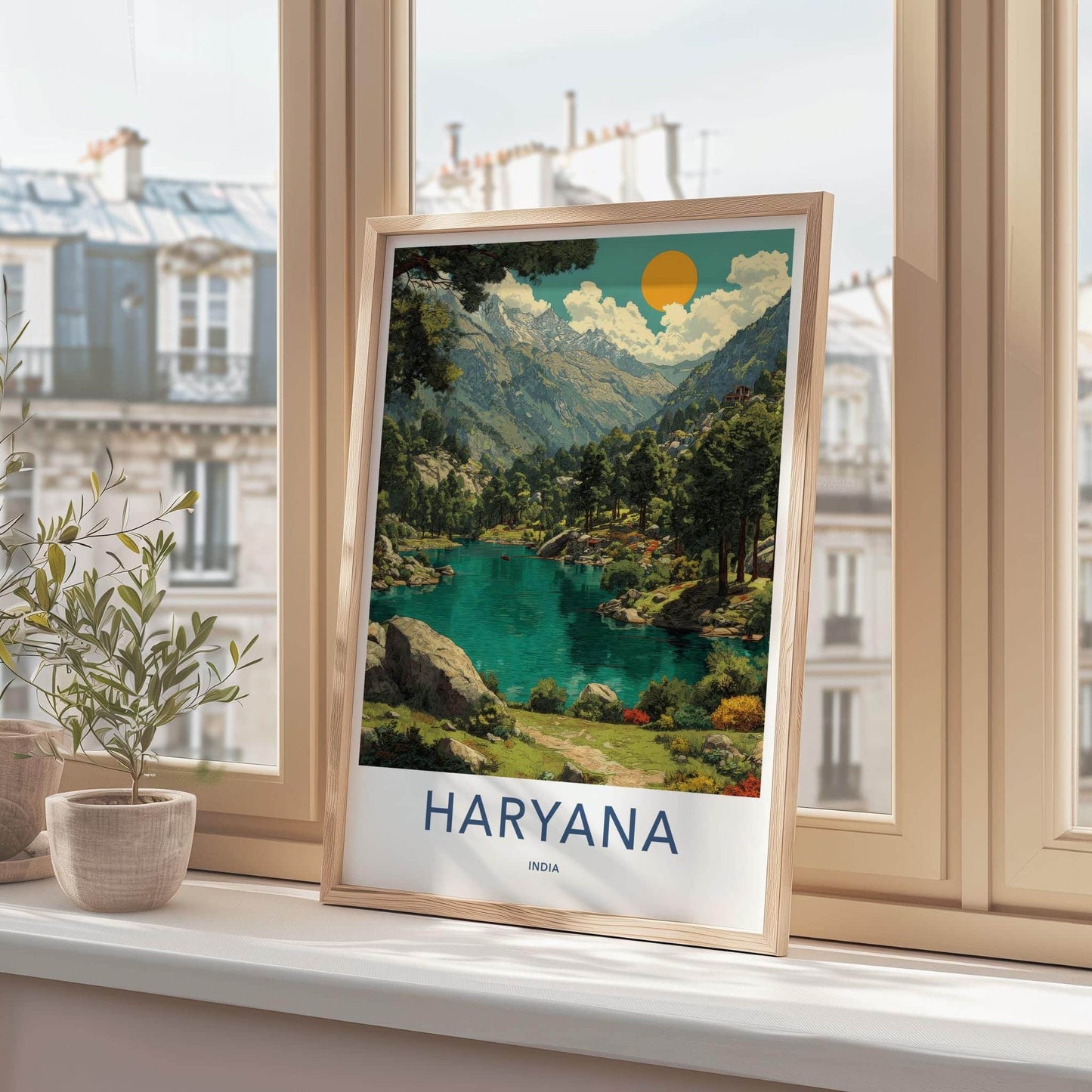 Haryana Poster - India Travel Art - Haryana Vibrant Lake Scenery Home Decor