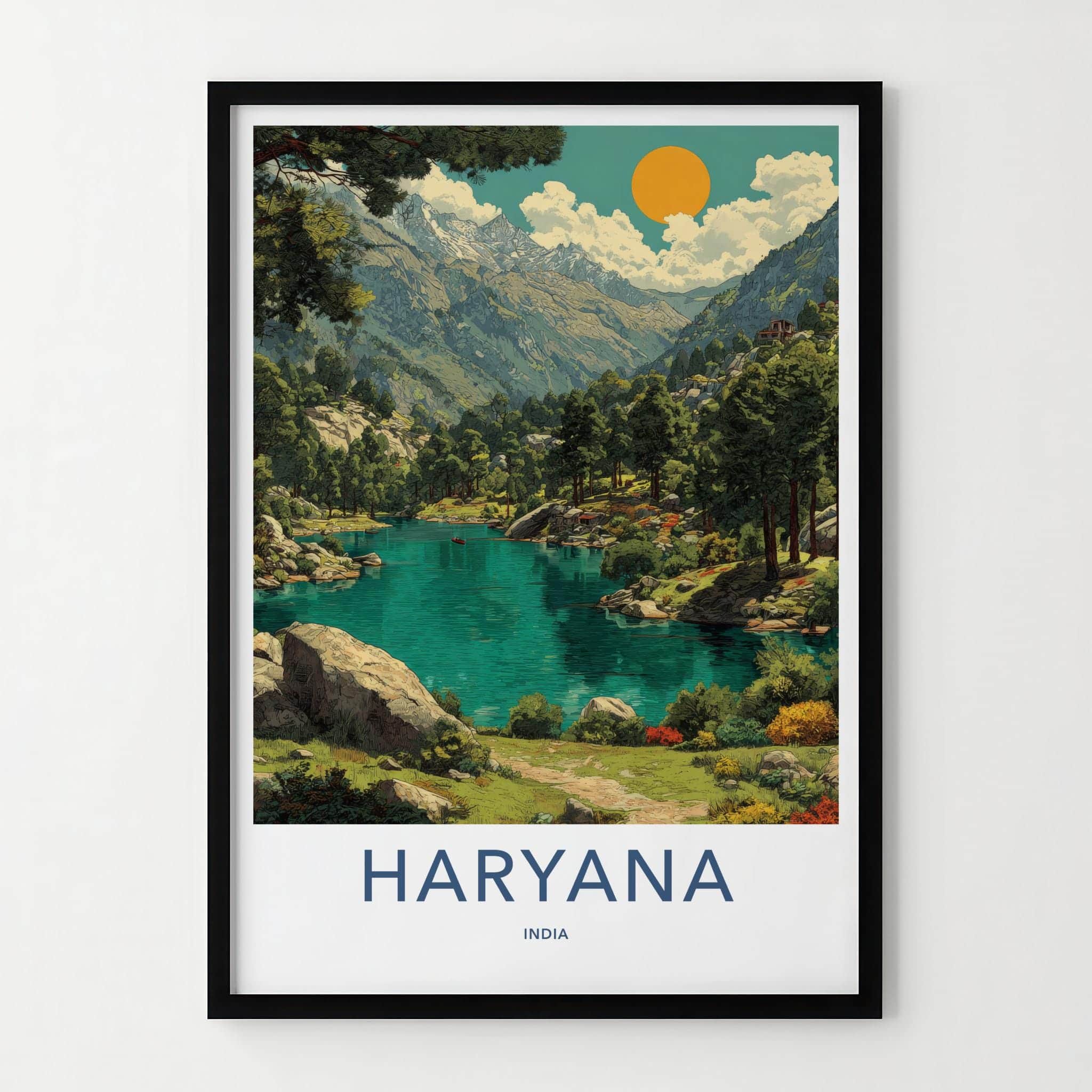 Haryana Poster - India Travel Art - Haryana Vibrant Lake Scenery Home Decor