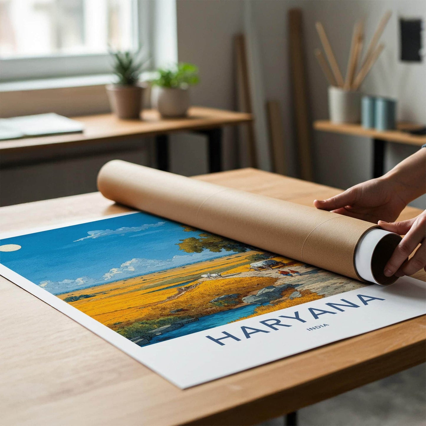 Haryana Poster - India Travel Print - Haryana Golden Field Lounge Decor