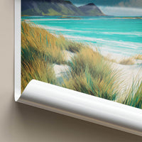 Haukland Poster - Norway Framed Print - Sandy Beach Grass Lounge Decor
