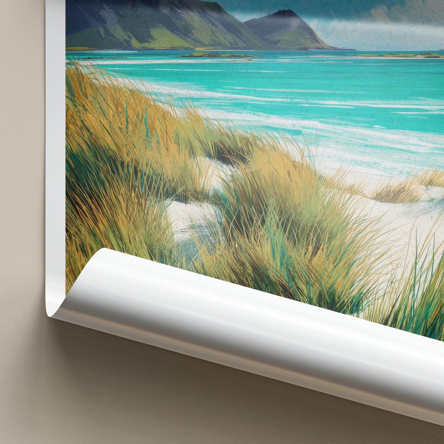 Haukland Poster - Norway Framed Print - Sandy Beach Grass Lounge Decor