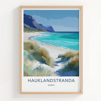 Hauklandstranda Poster - Norway Scenic Art - Coastal Dunes Ocean Home Decor