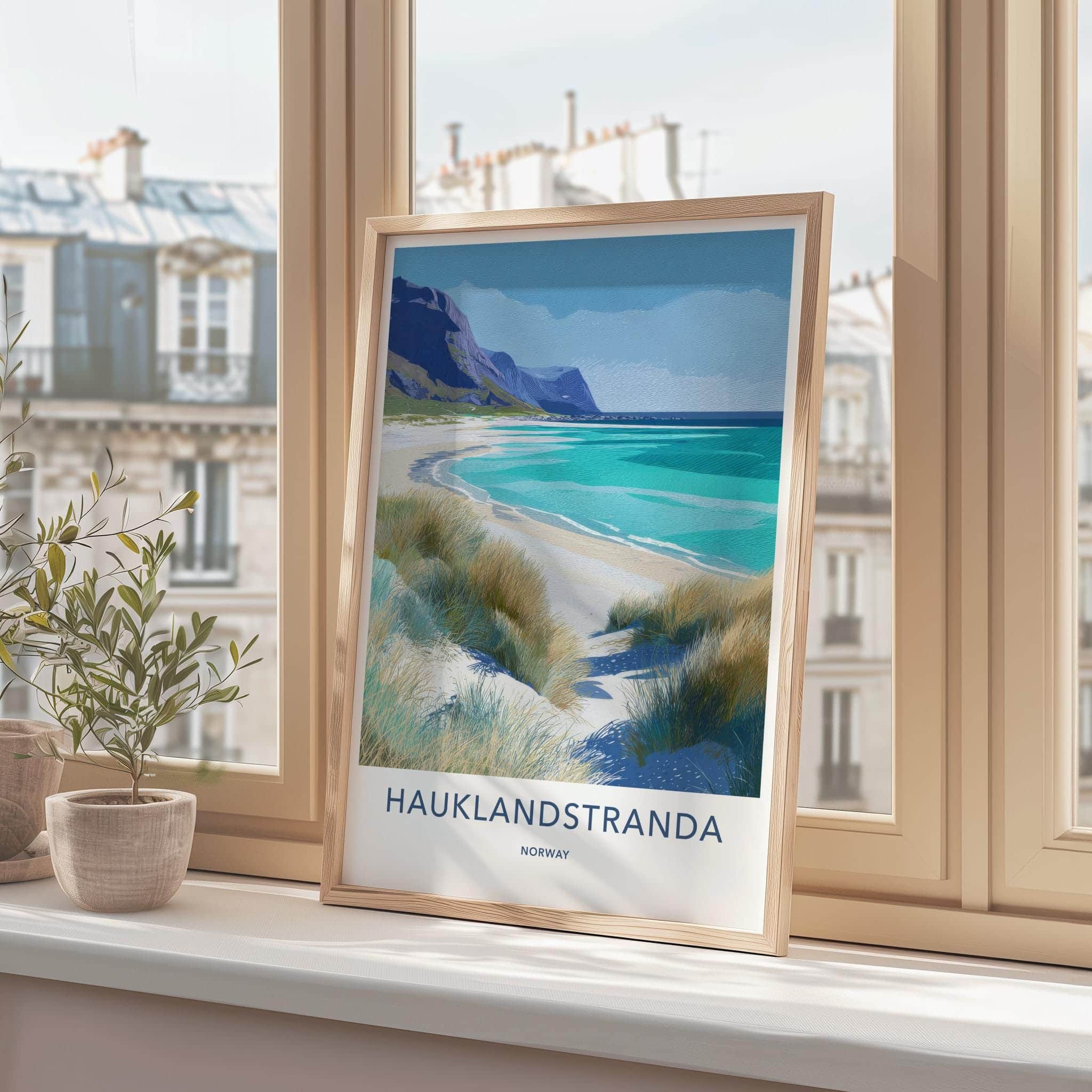 Hauklandstranda Poster - Norway Scenic Art - Coastal Dunes Ocean Home Decor