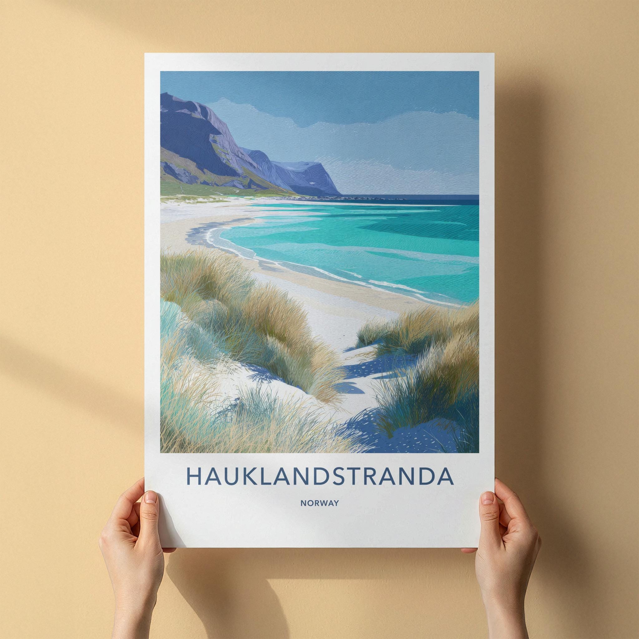 Hauklandstranda Poster - Norway Scenic Art - Coastal Dunes Ocean Home Decor