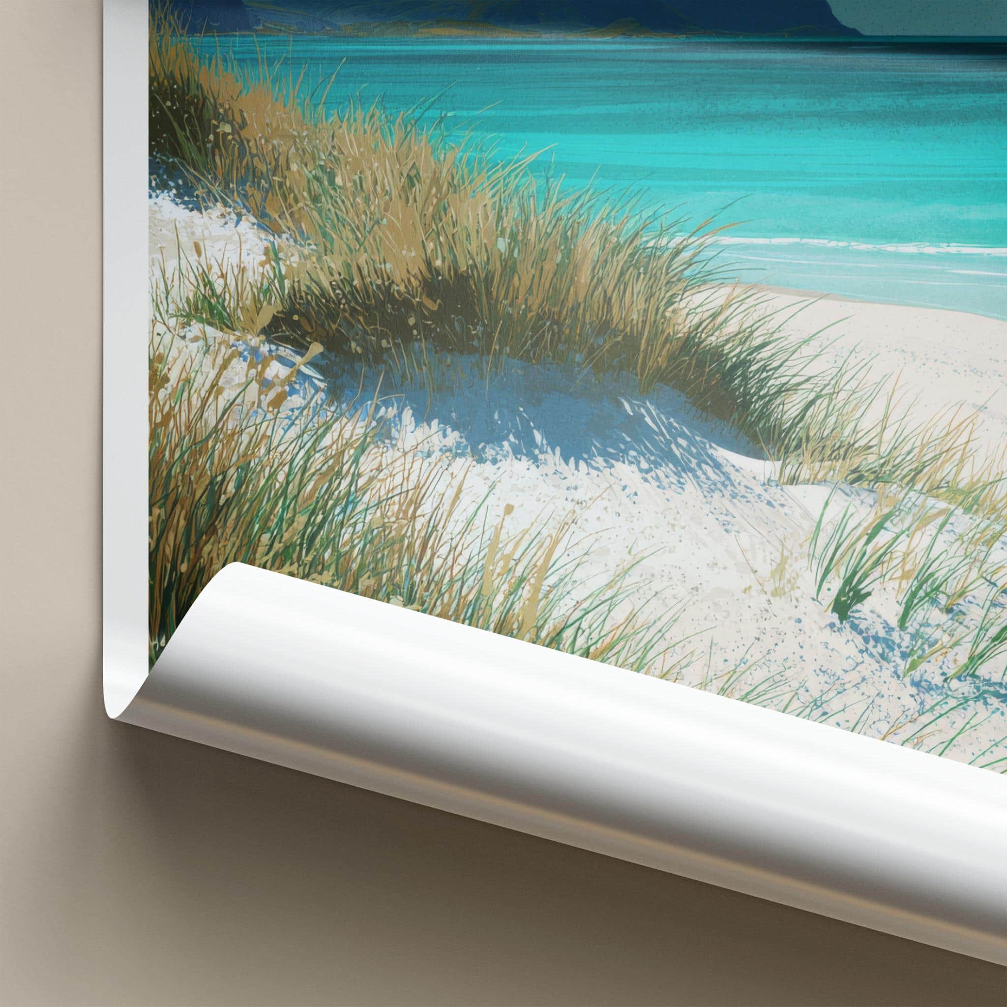 Hauklandstranda Poster - Norway Travel Art - Grassy Dune Beach Wall Decor