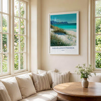 Hauklandstranda Poster - Norway Travel Art - Grassy Dune Beach Wall Decor
