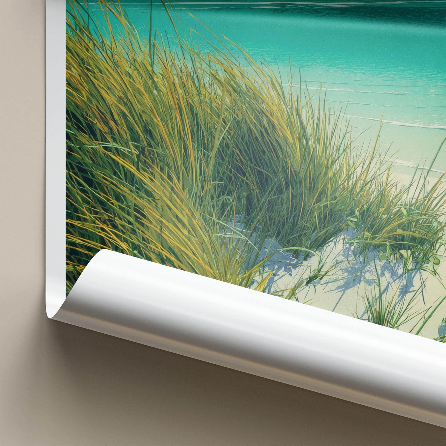 Hauklandstranda Poster - Norway Travel Print - Grassy Beach Dunes Wall Decor