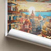 Havana Poster - Cuba Travel Art - City Waterfront Sunset Home Decor