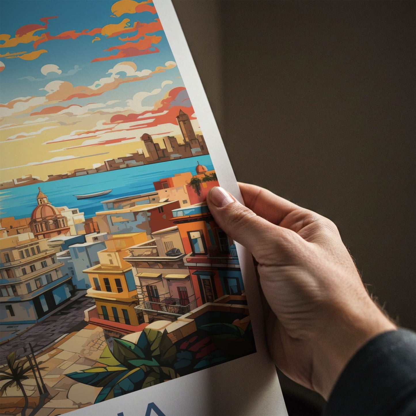 Havana Poster - Cuba Travel Art - City Waterfront Sunset Home Decor
