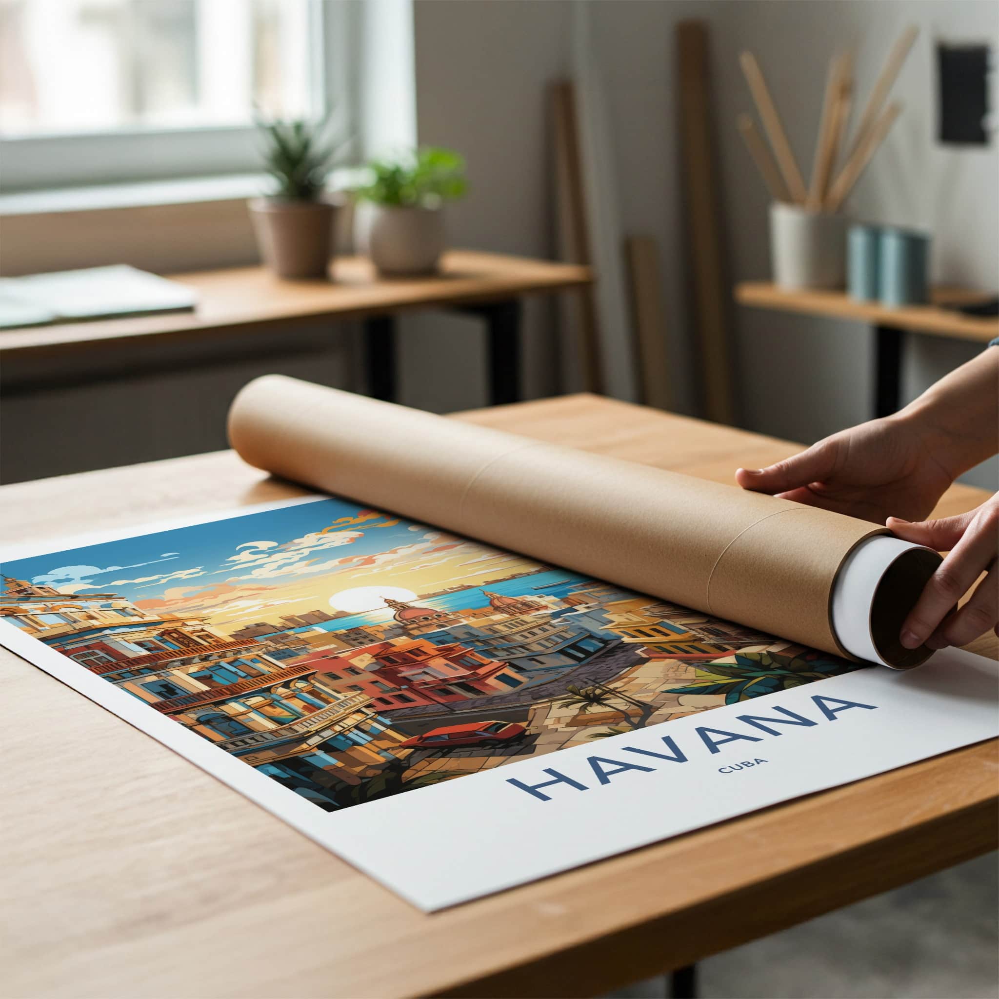 Havana Poster - Cuba Travel Art - City Waterfront Sunset Home Decor