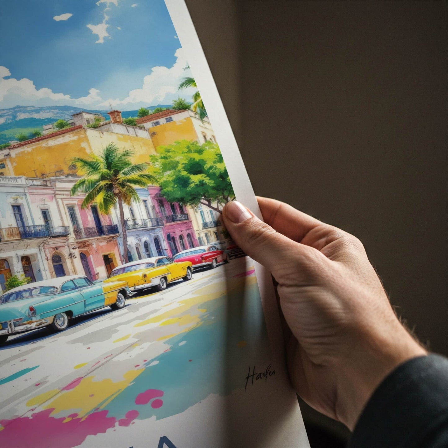 Havana Poster - Cuba Travel Art - Classic Cars Street Fine Art Home Decor